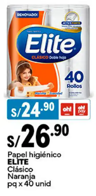 Plaza Vea Papel higiénico ELITE Clásico Naranja pq x 40 unid oferta