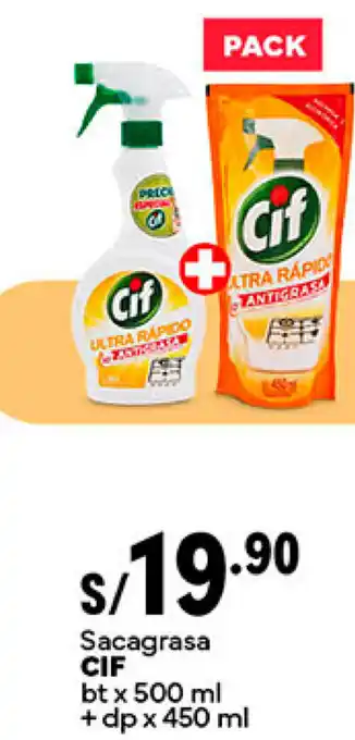 Plaza Vea Sacagrasa CIF bt x 500 ml + dp x 450 ml oferta
