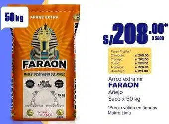 Makro Arroz extra nir FARAON Añejo Saco x 50kg oferta