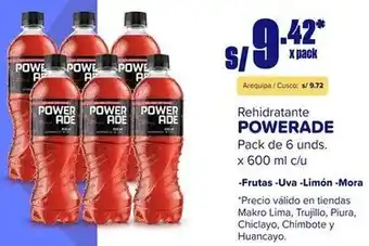 Makro Rehidratante POWERADE Pack de 6unds. x 600ml oferta