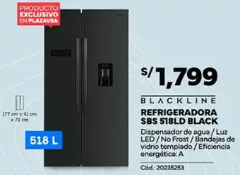 Plaza Vea BLACKLINE REFRIGERADORA SBS 518L BLACK oferta