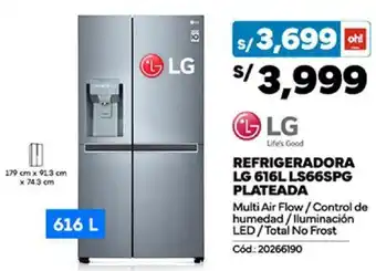 Plaza Vea LG REFRIGERADORA LG 616L LS66SPG PLATEADA oferta