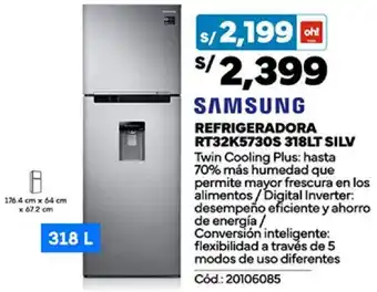 Plaza Vea SAMSUNG REFRIGERADORA RT32K5730S 318LT SILV oferta