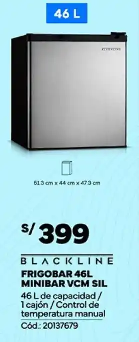 Plaza Vea BLACKLINE FRIGOBAR 46L MINIBAR VCM SIL oferta