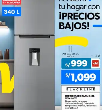 Plaza Vea BLACKLINE REFRIGERADORA TM 340L VCM INOX oferta