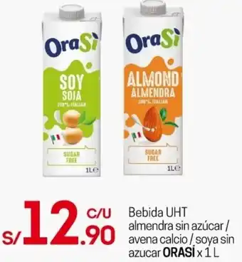 Tottus Bebida UHT almendra sin azúcar/ .90 avena calcio/soya sin azucar ORASĺ x 1L oferta