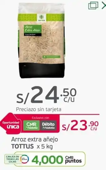 Tottus Arroz extra añejo TOTTUS x 5kg oferta