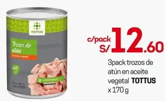 Tottus TOTTUS trozos de atún en aceite vegetal 3pack x 170g oferta
