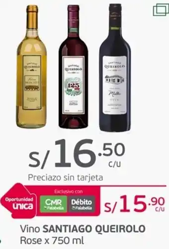 Tottus Vino SANTIAGO QUEIROLO Rose x 750ml oferta