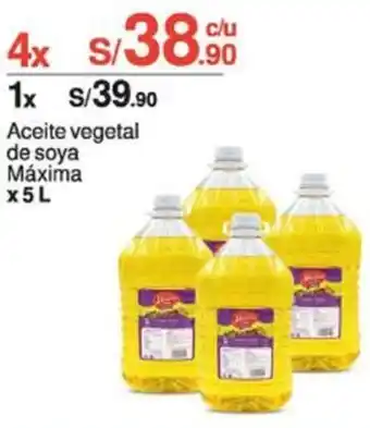 Tottus Aceite vegetal de soya Máxima x 5L x 4x oferta