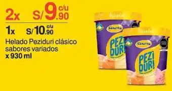 Tottus Helado Peziduri clásico sabores variados x 930ml x 2x oferta