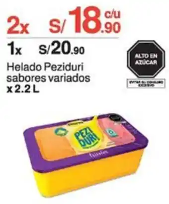 Tottus Helado Peziduri sabores variados 2 x 2.2L oferta