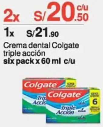 Tottus Crema dental Colgate triple acción six pack x 60ml oferta