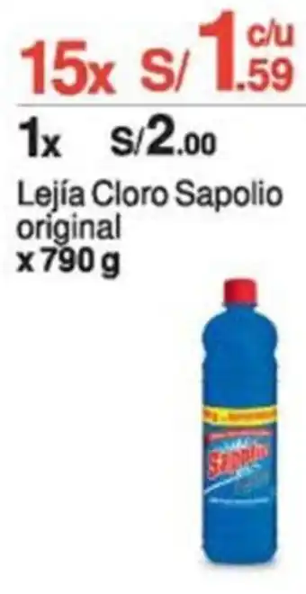 Tottus Lejía Cloro Sapolio original 15 x 790g oferta