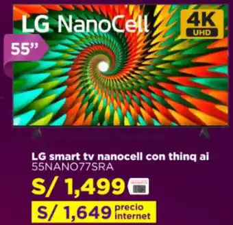 Ripley LG smart tv nanocell con thing ai 55NANO77SRA oferta