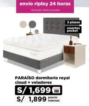 Ripley PARAÍSO dormitorio royal cloud + veladores oferta