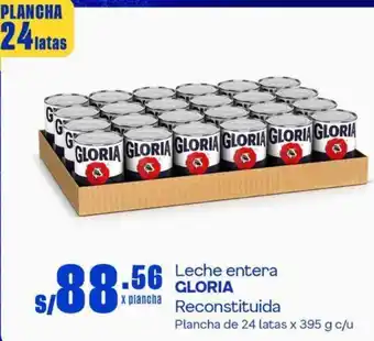 Makro GLORIA Leche entera Reconstituida Plancha de 24 latas x 395g oferta