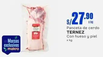 Makro Panceta de cerdo TERNEZ Con hueso y piel x kg oferta