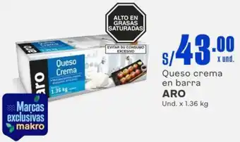 Makro Queso crema en barra ARO Und. x 1.36kg oferta