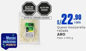Makro Queso mozzarella rallada ARO Pqte. x 500g oferta