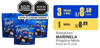Makro Pastelitos MARINELA Pingüino Minix 3 Bolsas de 10 unds oferta