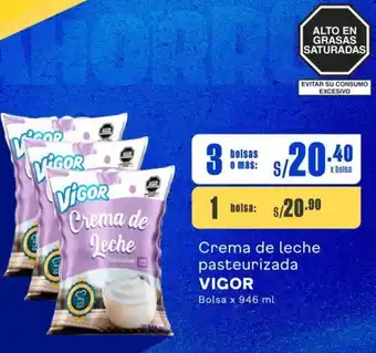 Makro Crema de leche pasteurizada VIGOR 3Bolsas x 946 ml oferta