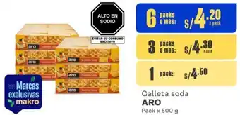 Makro Galleta soda ARO 6 Packs x 500g oferta