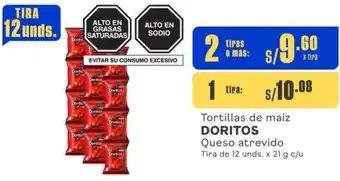 Makro Tortillas de maíz DORITOS Queso atrevido 2 Tiras de 12unds x 21g oferta