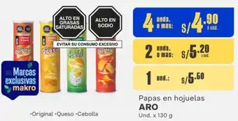 Makro Papas en hojuelas ARO 4Unds x 130g oferta