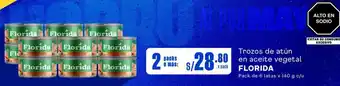 Makro Trozos de atún en aceite vegetal FLORIDA 2 Packs de 6 latas x 140g oferta