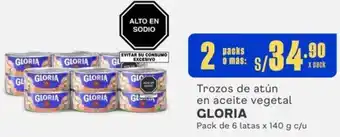Makro Trozos de atún en aceite vegetal GLORIA 2 Packs de 6 latas x 140g oferta