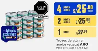 Makro Trozos de atún en aceite vegetal ARO 4 Packs de 6 latas x 170g oferta