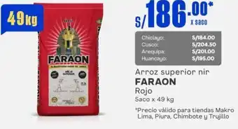 Makro Arroz superior nir FARAON Rojo Saco x 49kg oferta