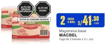 Makro Mayonesa base MACBEL 2 Cajas de 2 bolsas x 2L oferta