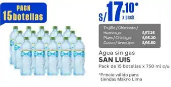 Makro Agua sin gas SAN LUIS Pack de 15 botellas x 750ml oferta