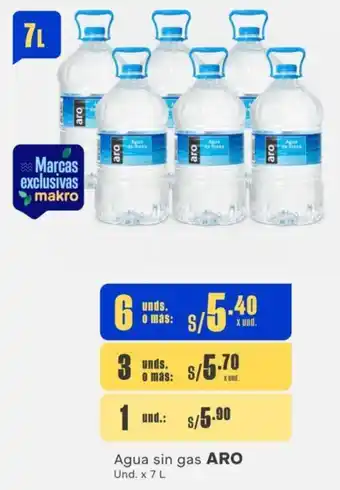Makro Agua sin gas ARO 6Unds x 7L oferta