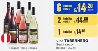 Makro Vino TABERNERO Semi seco 6 Botellas x 750ml oferta