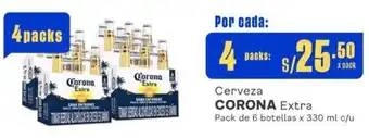 Makro Cerveza CORONA Extra 4 Packs de 6 botellas x 330ml oferta