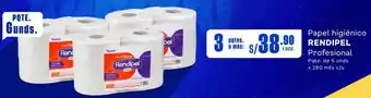 Makro Papel higiénico RENDIPEL Profesional 3 Pqtes de 6 unds. x 280mts oferta