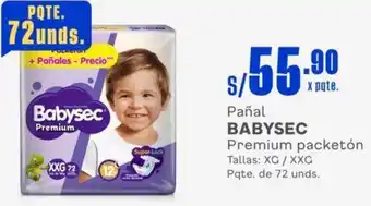 Makro Pañal BABYSEC Premium packetón Tallas: XG / XXC Pqte. de 72 unds. oferta