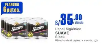 Makro Papel higiénico SUAVE Black Plancha de 6 pqtes. x 4 unds. c/u oferta