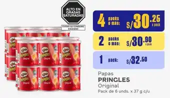 Makro Papas PRINGLES Original 4 Packs de 6 unds. x 37g oferta