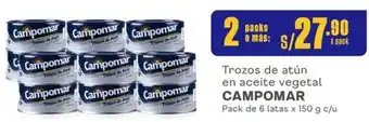 Makro Trozos de atún en aceite vegetal CAMPOMAR 2 Packs de 6 latas x 150g oferta