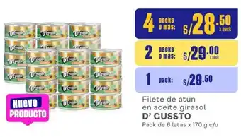 Makro Filete de atún en aceite girasol D' GUSSTO 4 Packs de 6 latas x 170g oferta