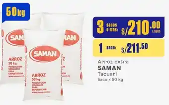 Makro Arroz extra SAMAN Tacuari 3 Sacos x 50 kg oferta
