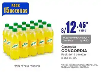 Makro Gaseosa CONCORDIA Pack de 15 botellas x 355ml oferta
