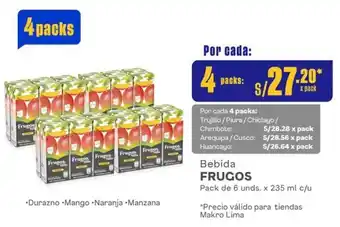 Makro Bebida FRUGOS 4 Packs de 6 unds. x 235 ml c/u oferta
