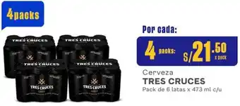 Makro Cerveza TRES CRUCES 4 Packs de 6 latas x 473 ml oferta