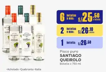 Makro Pisco puro SANTIAGO QUEIROLO 6 Botellas x 750ml oferta