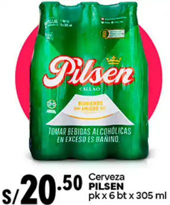 Plaza Vea Cerveza PILSEN pk x 6 bt x 305ml oferta